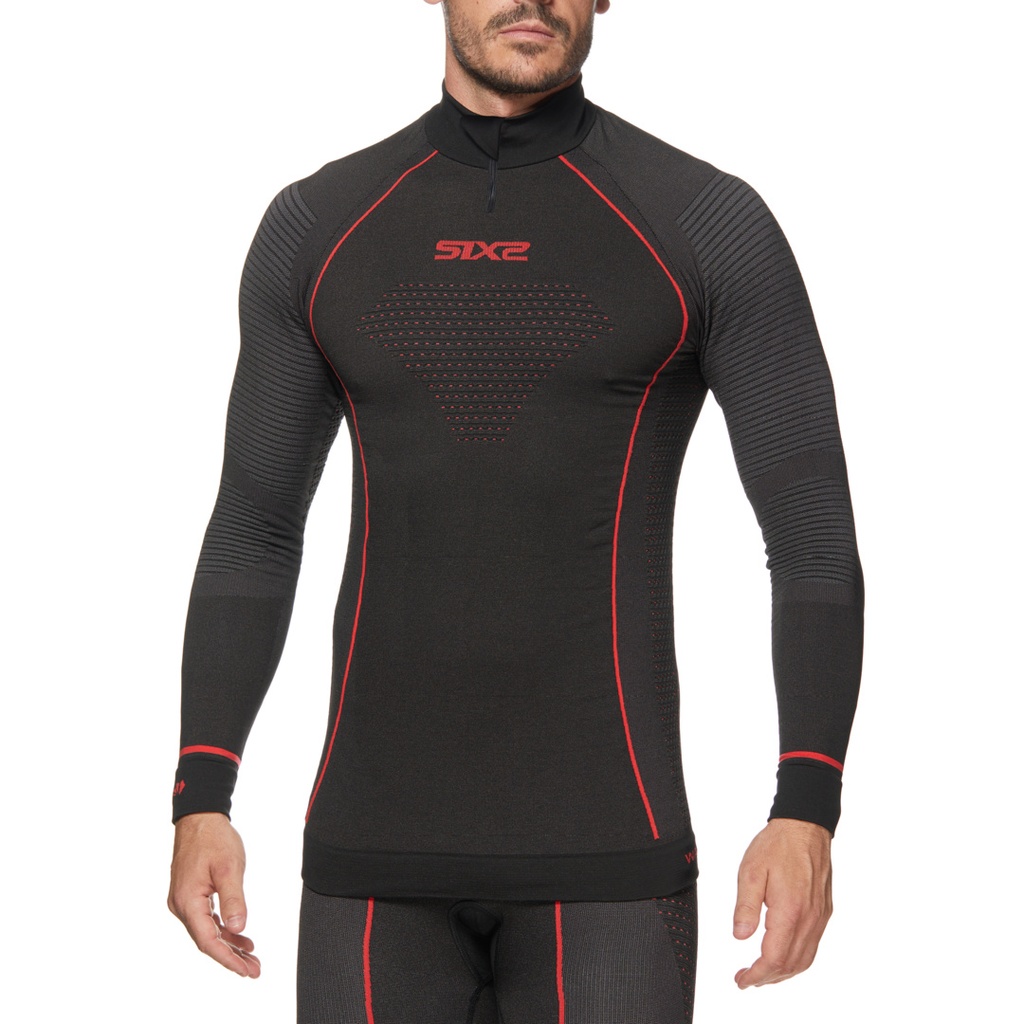 Functional shirt-long sleeve with zip collar BlazeFit TS13W black-red