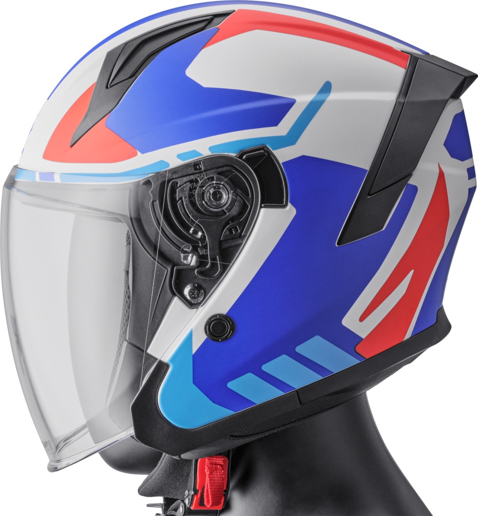 Jet helmet Vectus black matt-petrol-red